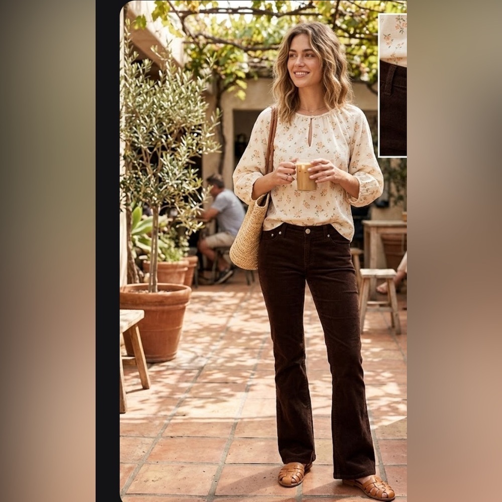 J. Crew Brown Corduroy Button-Front Pants